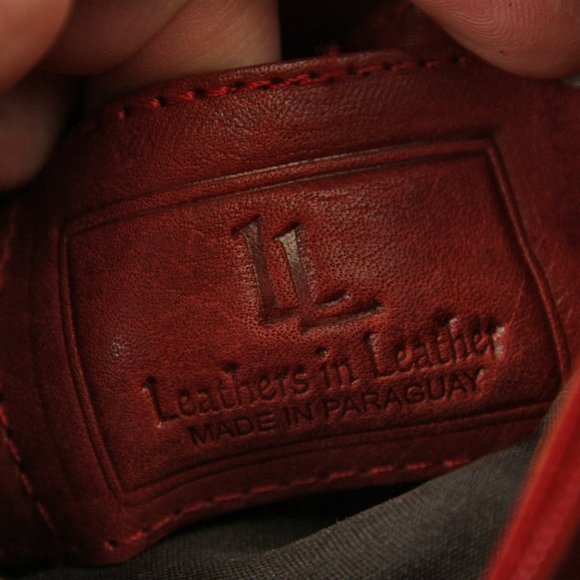 Leathers in Leather Floral Embossed Cut Out Zip Around Wallet Clutch Red Maroon - Picture 8 of 8